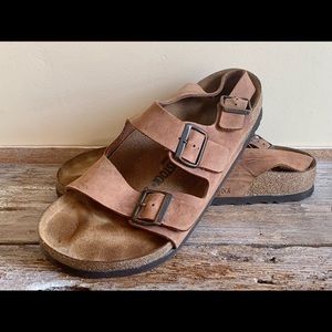 Men’s Birkenstock Milano brown leather sandals size 44
